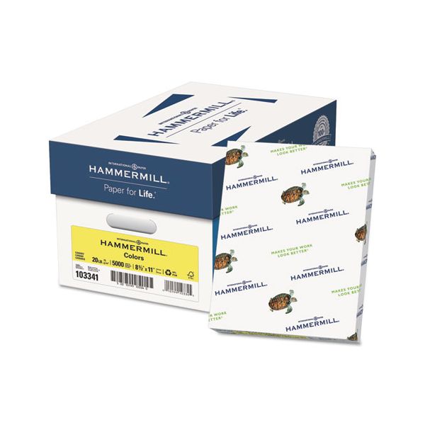 HAM103341 Hammermill Recycled Colored Paper, 20 lb, 8 1/2 x 11, Canary, 500 Sheets/Ream