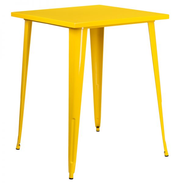 FHFCH5104040YLGG Flash Furniture 31.5'' Square Yellow Metal Indoor-Outdoor Bar Height Table