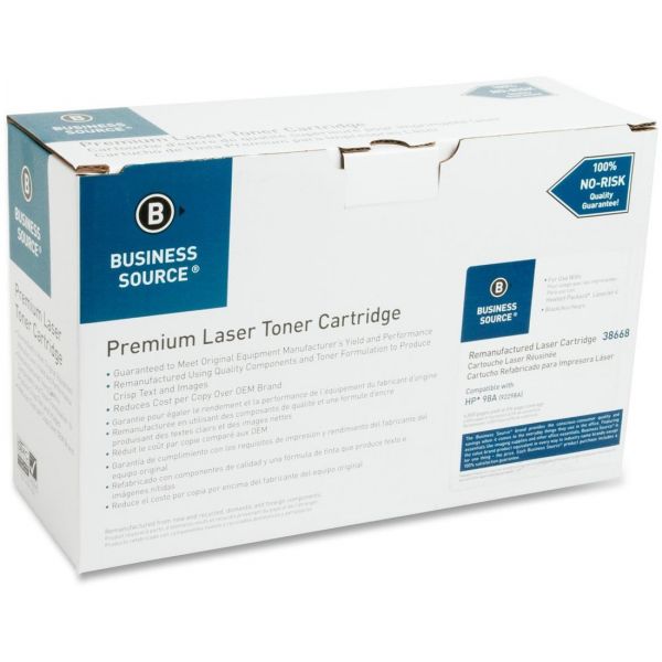 BSN38668 Business Source Remanufactured HP 98A Black Toner Cartridge