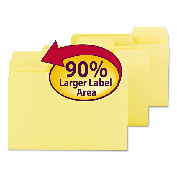 SMD11984 Smead SuperTab Colored File Folders, 1/3 Cut, Letter, Yellow, 100/Box