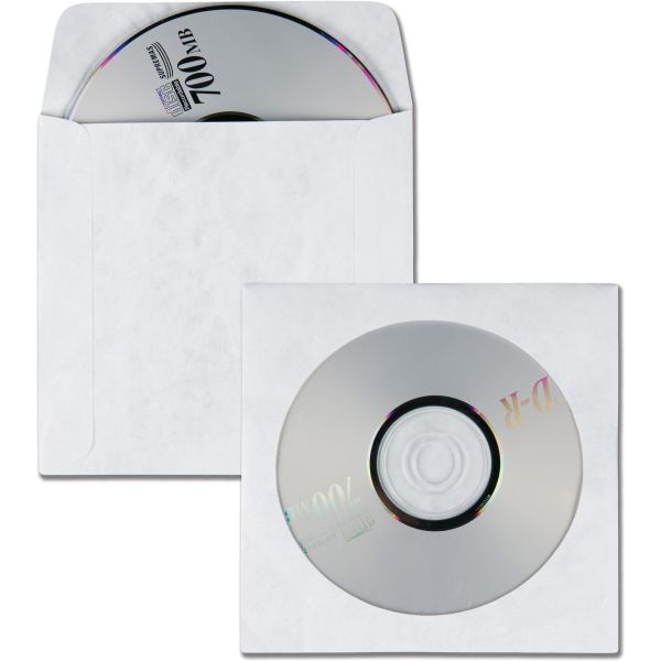 QUAR7050 Quality Park CD/DVD Sleeves, Moisture-Resistant TYVEK Material, 100/Box