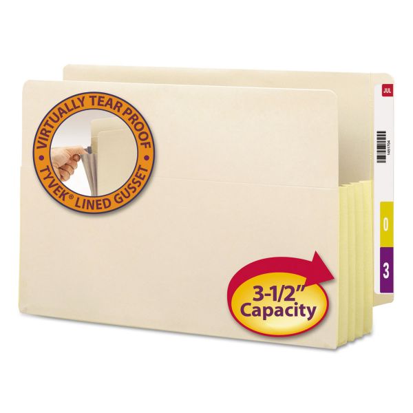 SMD76164 Smead 3 1/2" Exp Straight Tab File Pockets w/Tyvek, Legal, Manila, 10/Bx