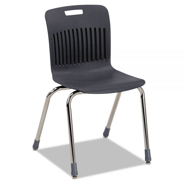 VIRAN18BLK01CRM Virco Analogy Ergonomic Stack Chair, Black/Chrome, 4/Carton