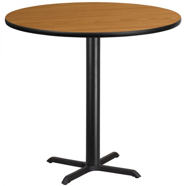 FHFXURD42NATTBT3333BGG Flash Furniture 42'' Round Natural Laminate Table Top with 33'' x 33'' Bar Height Table Base