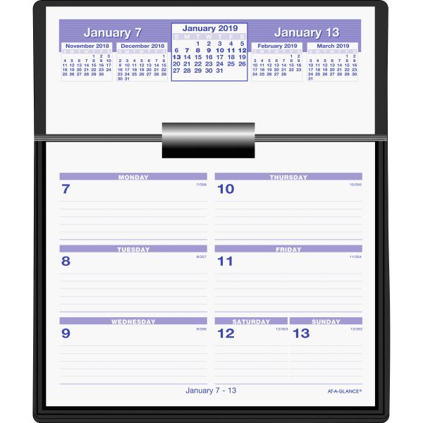 AAGSW700X00 AT-A-GLANCE Flip-A-Week Desk Calendar and Base, 5 5/8 x 7, White, 2019