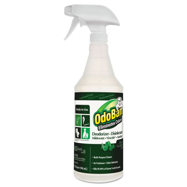 ODO910062QC12 OdoBan RTU Odor Eliminator and Disinfectant, Eucalyptus Scent, 32oz Spray Bottle
