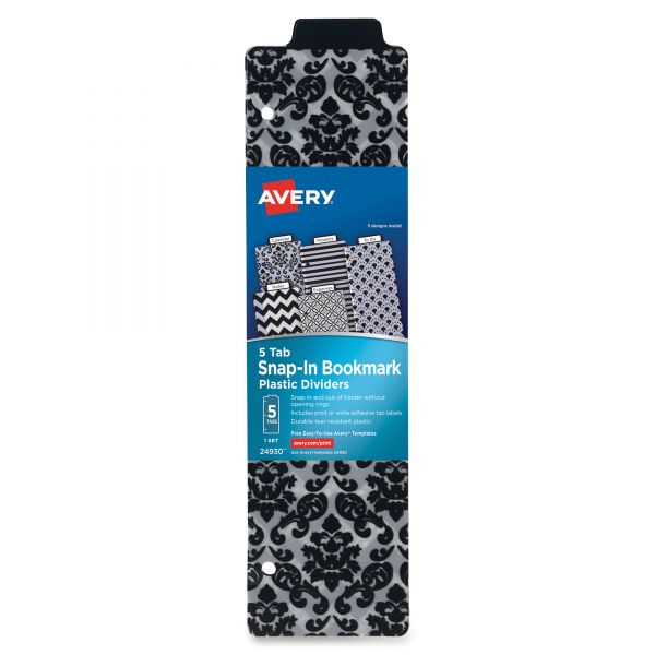 AVE24930 Avery Tabbed Snap-In Bookmark Plastic Dividers