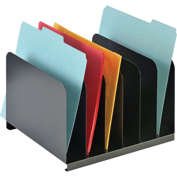 MMF2646BLA SteelMaster Desktop Vertical Organizer, Six Sections, Steel, 12 x 11 x 8 1/8, Black
