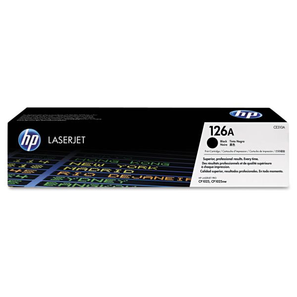 HEWCE310A HP 126A, (CE310A) Black Original LaserJet Toner Cartridge