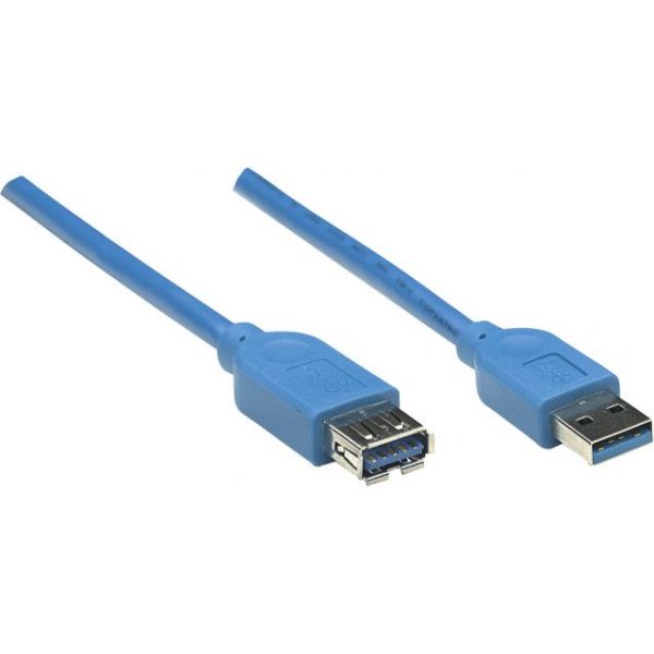 SYNX4155641 Manhattan SuperSpeed USB 3.0 A Male/A Female Extension Cable, 10 ft (3m), Blue