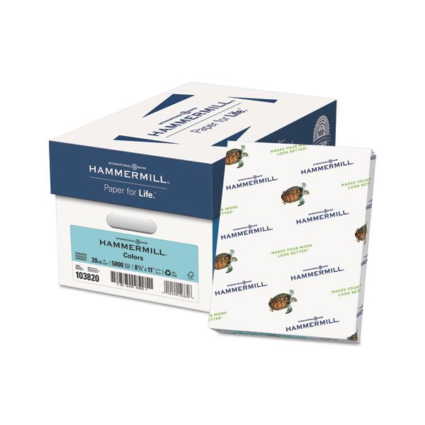 HAM103820 Hammermill Recycled Colored Paper, 20 lb, 8 1/2 x 11, Turquoise, 500 Sheets/Ream