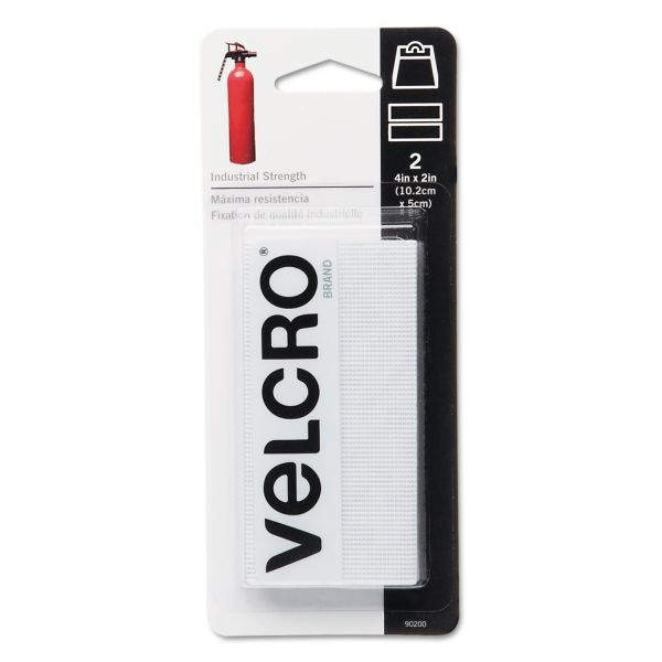 VEK90200 Velcro Industrial Strength Sticky-Back Hook and Loop Fastener Strips, 4 x 2, White