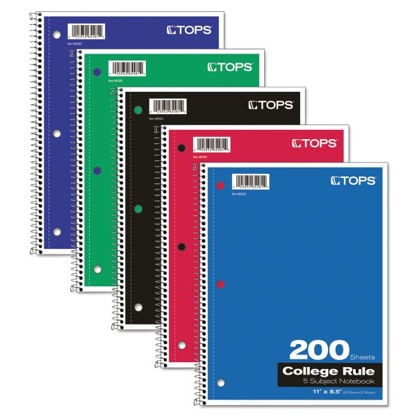 TOP65581 TOPS Coil Lock Wirebound Notebooks, College/Medium, 11 x 8 1/2, White, 200 Sheets
