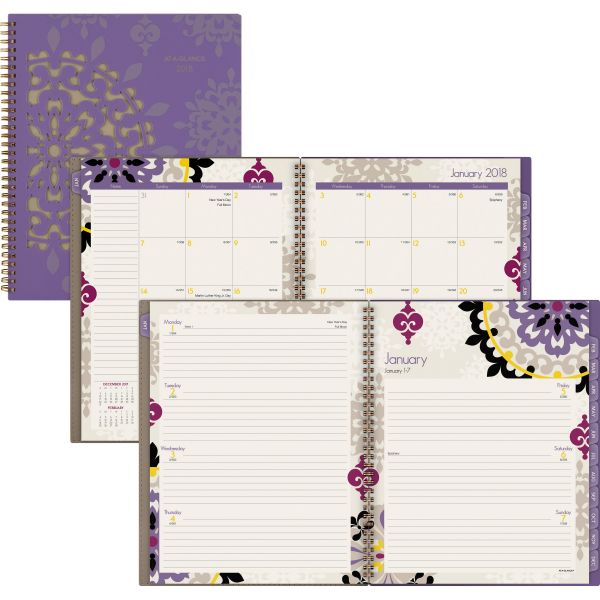 AAG122905 AT-A-GLANCE Vienna Weekly/Monthly Appointment Book, 8 1/2 x 11, Purple, 2018