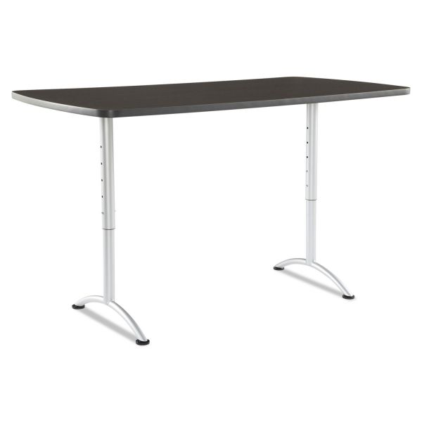 ICE69325 Iceberg ARC Sit-to-Stand Tables, Rectangular Top, 36w x 72d x 30-42h, Gray Walnut/Silver