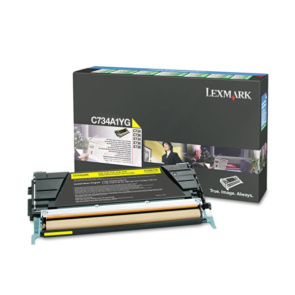 LEXC734A1YG Lexmark C734A1YG Toner, 6000 Page-Yield, Yellow