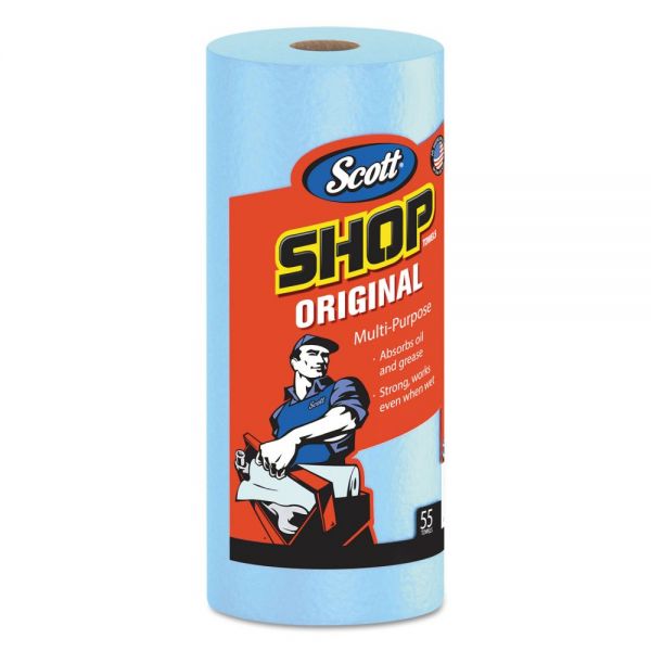 KCC75130 Scott Shop Towels, Standard Roll, 10.4 x 11, Blue, 55/Roll, 30 Rolls/Carton