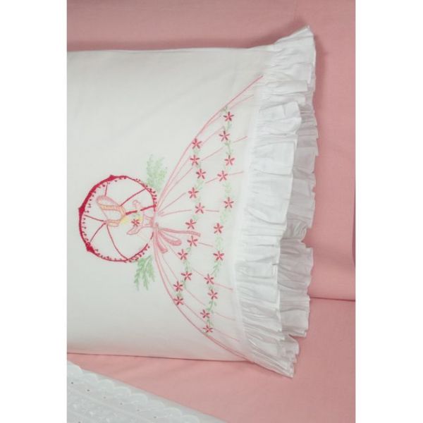NOTM493915 Stamped Ruffled Edge Pillowcases 30"X20" 2/Pkg