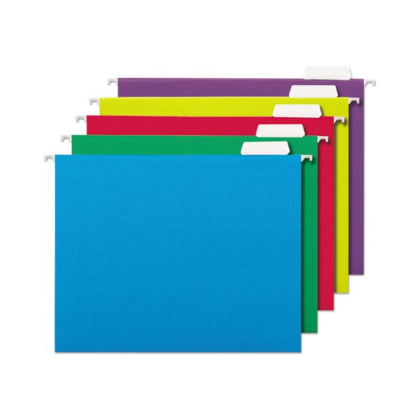 UNV14121 Universal Hanging File Folders, 1/5 Tab, 11 Point, Letter, Assorted Colors, 25/Box