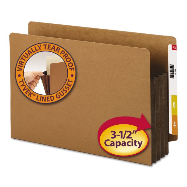 SMD74681 Smead 3 1/2" Exp File Pockets, Straight Tab, Legal, Brown, 10/Box