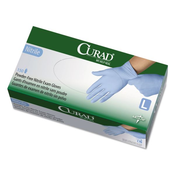 MIICUR9316 Curad Nitrile Exam Glove, Powder-Free, Large, 150/Box