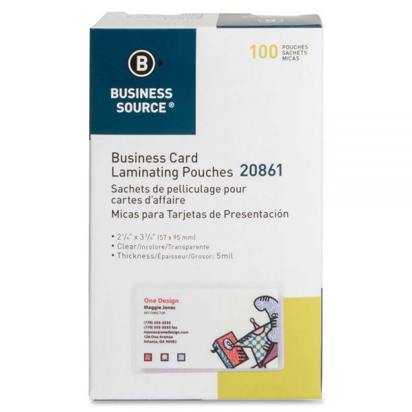 BSN20861 Business Source Business Card Laminating Pouches