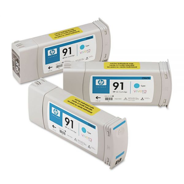 HEWC9483A HP 91, (C9483A) 3-pack Cyan Original Ink Cartridges