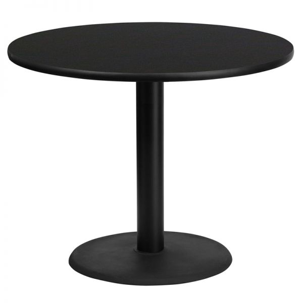 FHFXURD36BLKTBTR24GG Flash Furniture 36'' Round Black Laminate Table Top with 24'' Round Table Height Base
