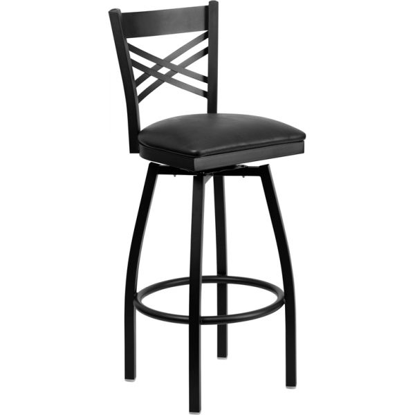 FHFXU6F8BXSWVLBLKVGG Flash Furniture HERCULES Series ''X'' Back Swivel Barstool