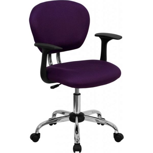 FHFH2376FPURARMSGG Flash Furniture Mid-Back Mesh Task Chair with Arms