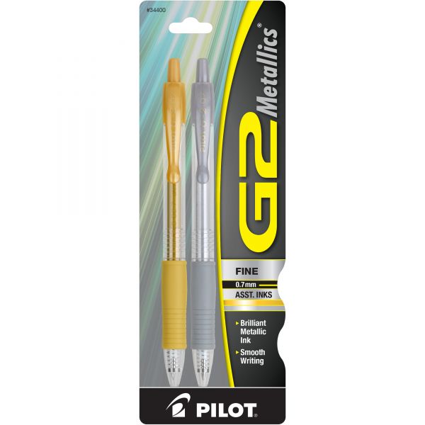 PIL34400 Pilot G2 Metallics Retractable Gel Ink Pens