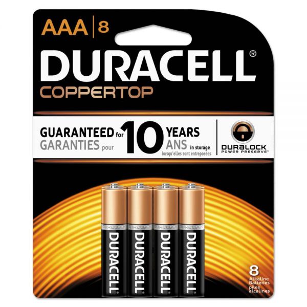 DURMN2400B8Z Duracell CopperTop Alkaline Batteries, AAA, 8/PK