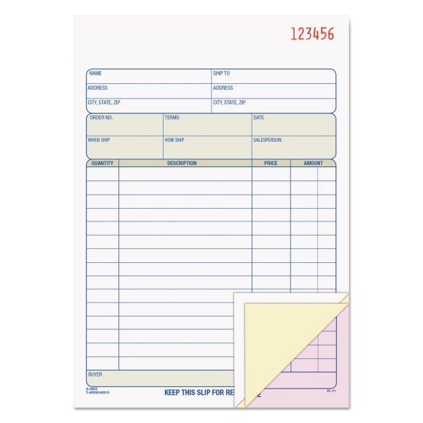 TOP46510 TOPS Sales Order Book, 5-9/16 x 7-15/16, Three-Part Carbonless, 50 Sets/Book