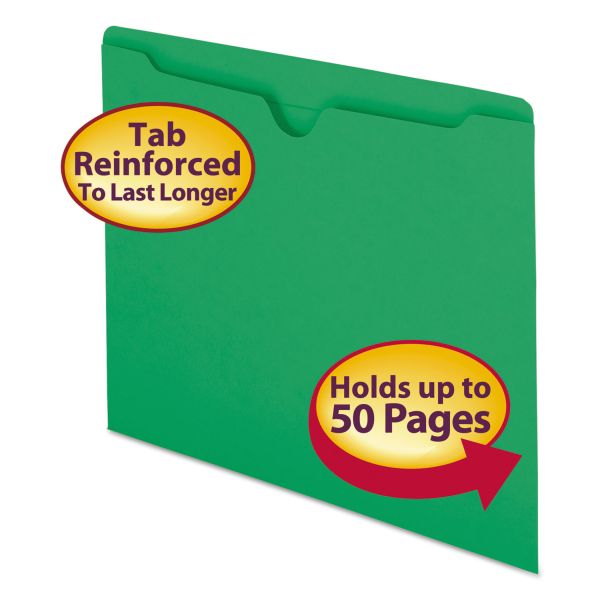 SMD75503 Smead Colored File Jackets w/Reinforced 2-Ply Tab, Letter, 11pt, Green, 100/Box