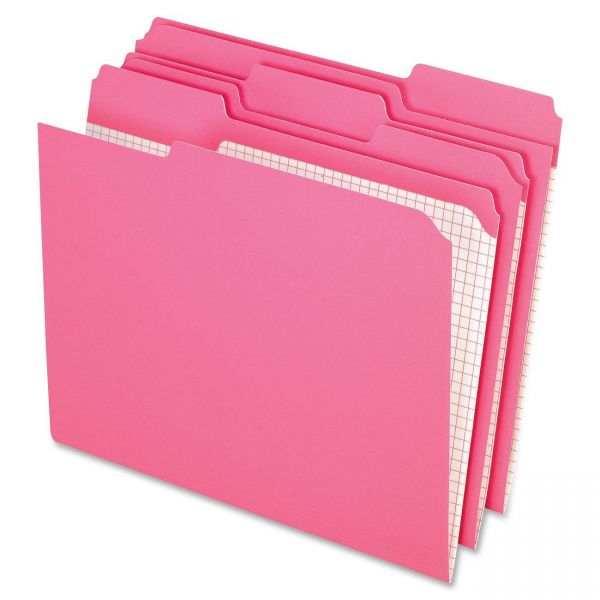 PFXR15213PIN Pendaflex Reinforced Top Tab File Folders, 1/3 Cut, Letter, Pink, 100/Box