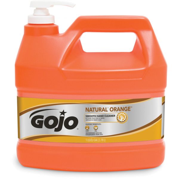 GOJ094504 GOJO NATURAL ORANGE Smooth Hand Cleaner, 1gal, Pump Dispenser, Citrus Scent, 4/Carton