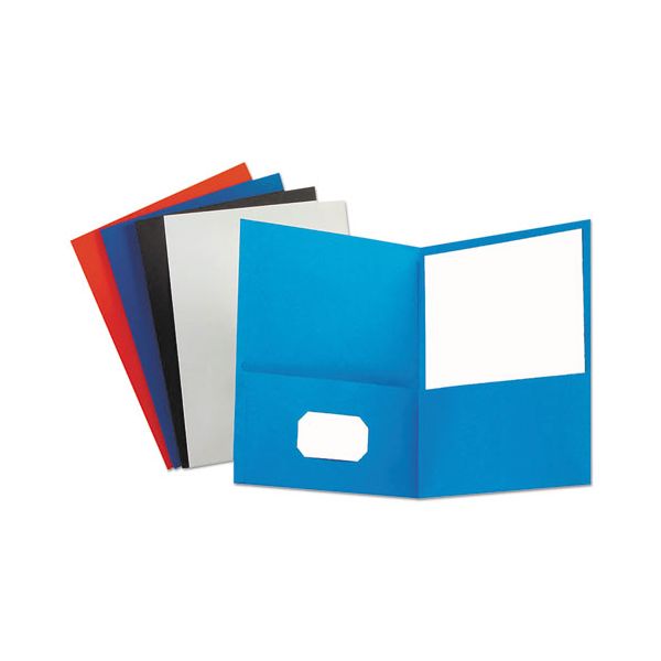 UNV56613 Universal Two-Pocket Portfolio, Embossed Leather Grain Paper, Assorted Colors, 25/Box