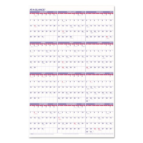 AAGPM1228 AT-A-GLANCE Yearly Wall Calendar, 24 x 36, 2019