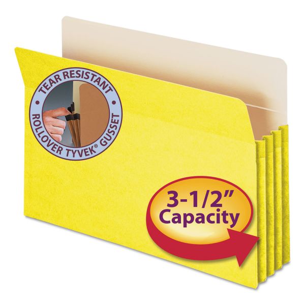 SMD74233 Smead 3 1/2" Exp Colored File Pocket, Straight Tab, Legal, Yellow