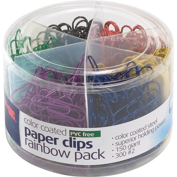 OIC97227 Officemate Giant & #2 Plastic-Coated Paper Clips