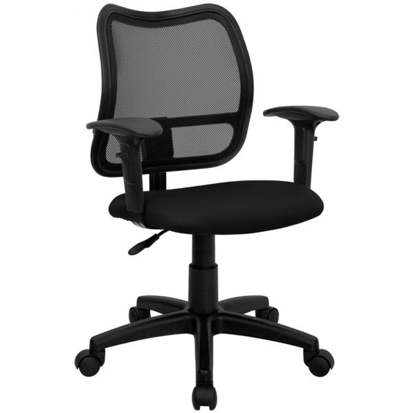 FHFWLA277BKAGG Flash Furniture Mid-Back Swivel Task Chair with Height Adjustable Arms