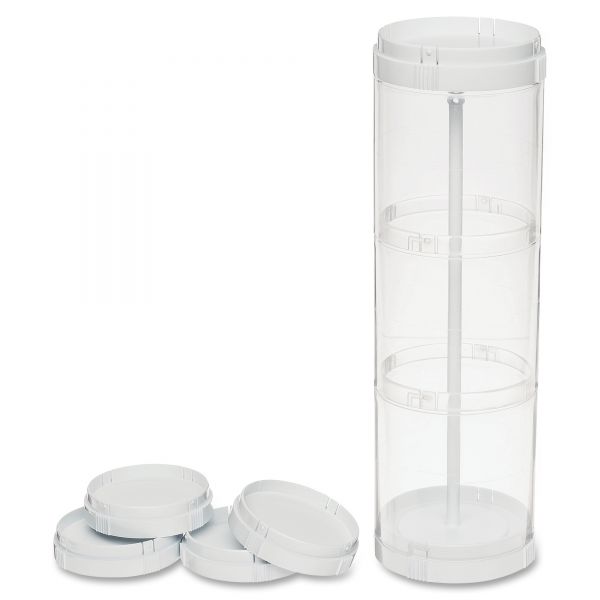 DEF20101 deflecto Stacking Storage Oragnizer, 3" diameter x 11.12", White