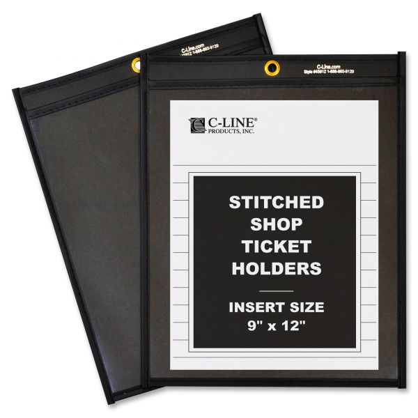 CLI45912 C-Line Shop Ticket Holders, Stitched, One Side Clear, 75 Sheets, 9 x 12, 25/BX