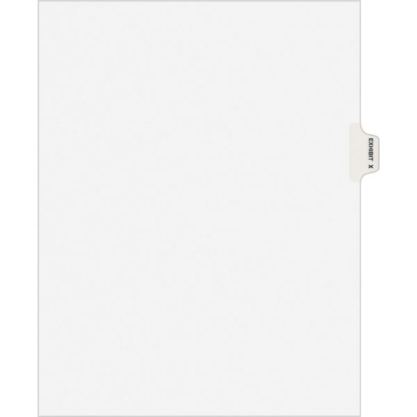 AVE01394 Avery-Style Preprinted Legal Side Tab Divider, Exhibit X, Letter, White, 25/Pack