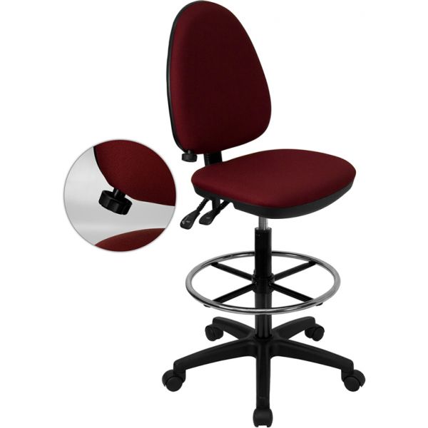 FHFWLA654MGBYDGG Flash Furniture Mid-Back Multi-Functional Drafting Chair with Adjustable Lumbar Support