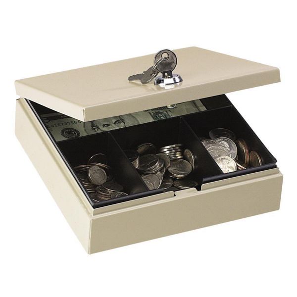 PMC04962 PM Company SecurIT Steel Personal Cash/Security Box w/4 Compartments, Key Lock, Pebble Beige