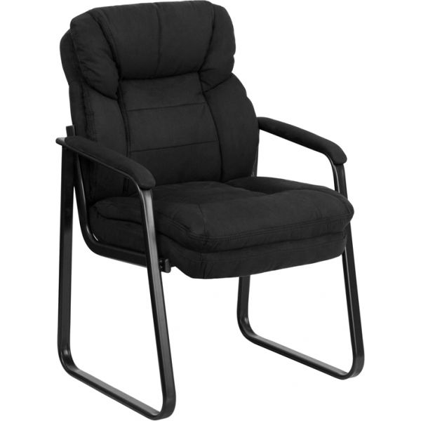 FHFGO1156BKGG Flash Furniture Black Microfiber Executive Side Chair