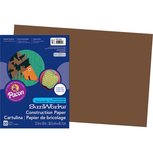 PAC6807 SunWorks Groundwood Brown Construction Paper