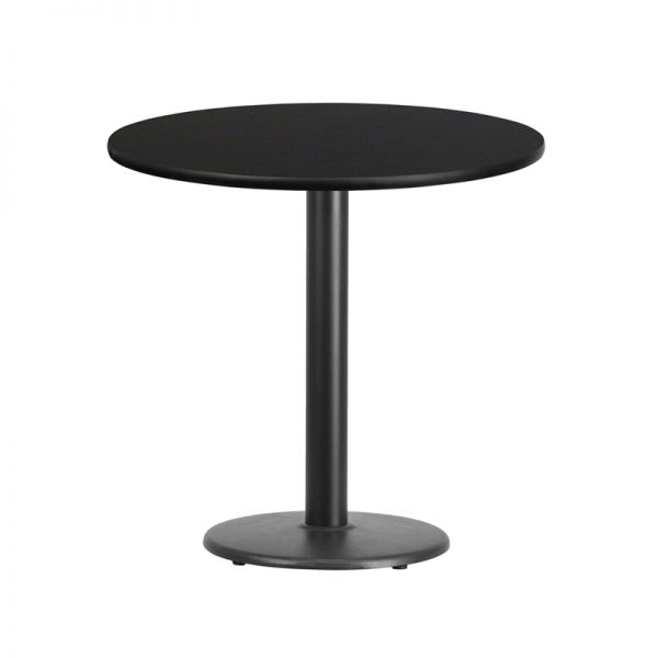 FHFXURD30BLKTBTR18GG Flash Furniture 30'' Round Black Laminate Table Top with 18'' Round Table Height Base