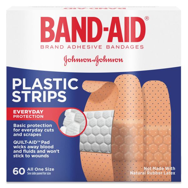 JOJ100563500 BAND-AID Plastic Adhesive Bandages, 3/4 x 3, 60/Box